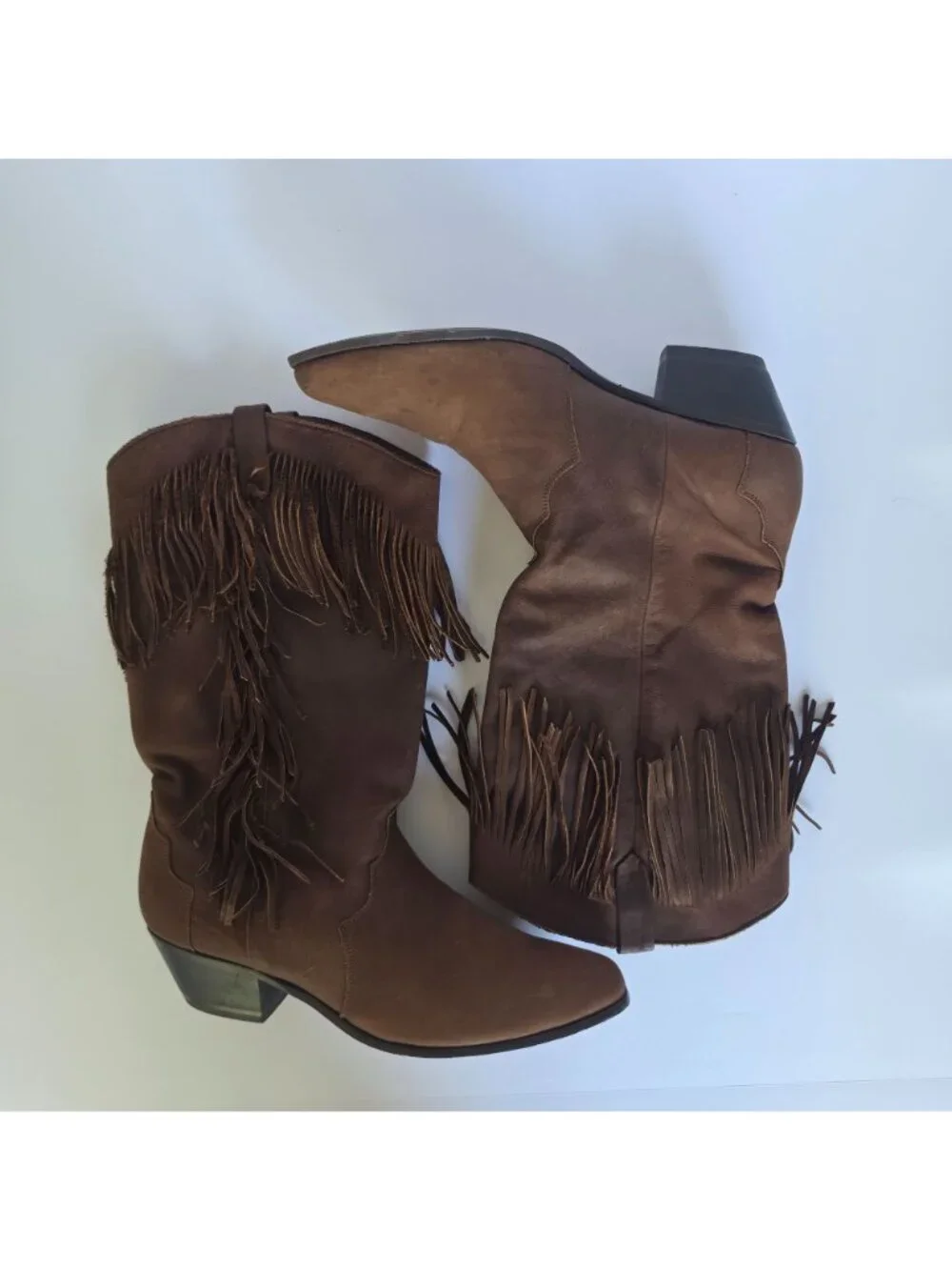 Dingo Brown Festival Leather Fringe Western Cowboy Boot Made in Mexico Womens 10